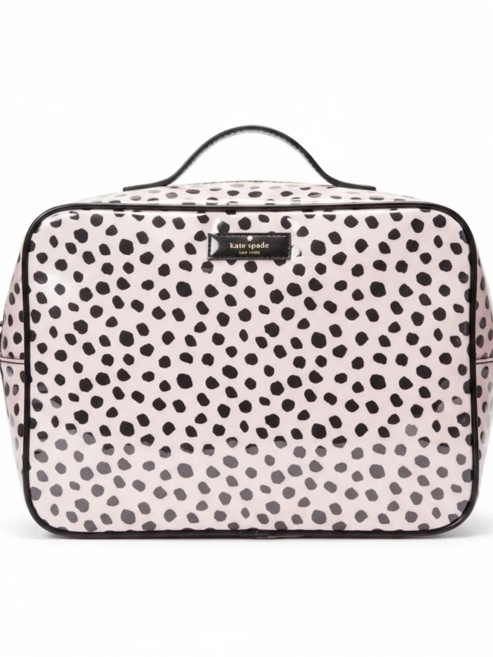 kate spade Pale Pink and Black Polka Dot Cosmetic Case